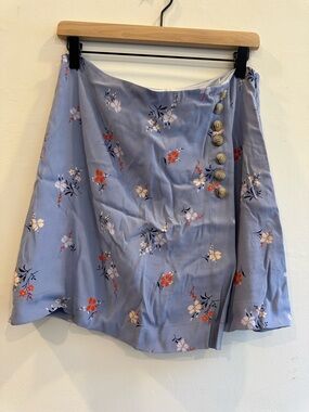 Madewell Lavender Floral Mini Skirt with Button Detail
